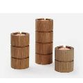 Natural Wood Round MULTI SHAPES NATURAL WOOD Plain Polished GIFT MART NATURAL WOOD wooden decorative candle stand