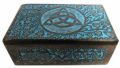 Blue Plain Polished wooden carved jewellery box