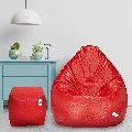 Leather Round Plain red beans filled affluence footstool bean bag
