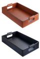 REX NAVY &amp;amp; BROWN LEATHER OFFICE AND BAR TRAY