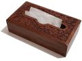 Sheesham Wood Rectangular Brown Polished Handicrafts Goods wooden carving tissue box