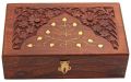 Sheesham Wood Rectangular Brown Carving Polished Handicrafts Goods wooden jewellery box
