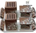 Polished Brown Divian Decor Rectangular mother of pearl bakhoor burner tray set