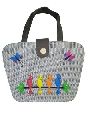 Square Multi Color Embroidered designer jute ladies handbags