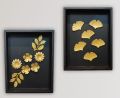 pack of 2 bed room office wood frame leaf flower wall art