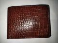 Bi Fold PRIME LEATHER STUDIO Dark Brown Croco print embossed Rectangular leather wallets