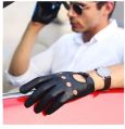 Genuine Leather Black/brown mens goatskin leather gloves