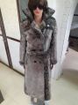 HIDESOULSSTUDIO Black Grey Full Sleeves Plain womens leather sheepskin fur long coat