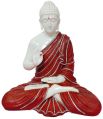 Maroon White Meditating Buddha Statue