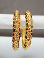 Gold Plated Red and Green Meena Stones Metal Bangles