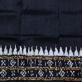 Black with Double Border Pasapalli Silk Ikat Handloom Fabric