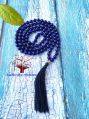108 Lapis Lazuli Stone Beads Knotted Japa Mala Necklace with Guru Beads