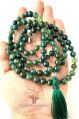 108 Moss Agate Stone Beads Knotted Japa Mala Necklace with Guru Beads