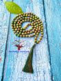 108 Unakite Stone Beads Knotted Japa Mala Necklace with Guru Beads