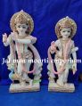 JMM Painted White Golden radha krishna marble idol