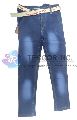 Kids Faded Dark Blue Jeans with Belt Slim Fit for Kid
