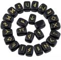 Natural Black Agate Rune Set