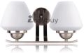 Philips Bronze and White Glass and Metal double arm cfl wall light