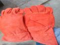 Leather Orange Plain welding gloves