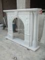 Rectangular White Marble Fireplace Mantel