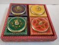 Rotating Dry Fruit Box Set with fine Embossed Painting