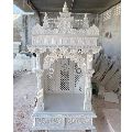 white stone handmade pooja temple