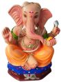Multicolor Printed Glossy Finish 14 inch religious clay ganesh statue