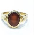 Metal Oval Red Golden Polished hessonite ring