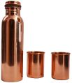 Corporate Gift Plain Copper Bottle With 2 Glass Copper Tumbler Set For Healthy Purpose
