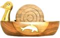 Santarms Rectangular duck shaped wooden tea coaster