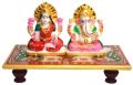 Santarms Multicolor marble laxmi ganesh chowki idol