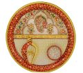 Multicolor Round Marble Puja Thali