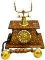 Brown Wooden santarms brass inlay telephone