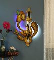 Iron Golden Decorative Twisted Lord Ganesh Wall Art