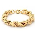 Mens Gold Plated Rope Style Brass Bracelet