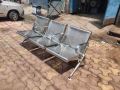 MS Stainless Steel Grey Silver Coated Polished perforated steel public seating chair