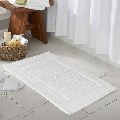 Rectangular White Plain Hotelinen cotton bath mat