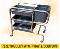 ss tray dustbin trolley