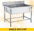 Rectangular Grey Polished Stainless Steel Sink Unit