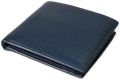 Bi Fold Blue Plain Square 150 gm Navy Blue full grain genuine leather wallet