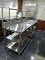 Silver stainless steel overhead shelf working table