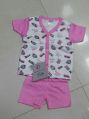 Cotton Pink Half Sleeve Printed infant hosiery baba suit