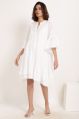 Snowy White Plain Cotton Schiffli hera front button closure white cotton dress