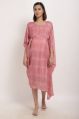 Baby Pink zinnia round neck flare sleeve satin maternity dress
