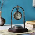 Desk Clock Table Clock with Maritime Vintage Brass Compass A