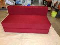 Square Red four fold foam sofa cum bed