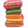 Multicoloured mataji embroidery net chunri fabric