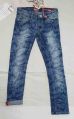 Blue girls denim printed jeans