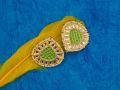 Manath Crystal Gold Plated Golden & Green golden green party wear earring