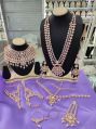 Manath Brass Polished pink bridal jewellery set